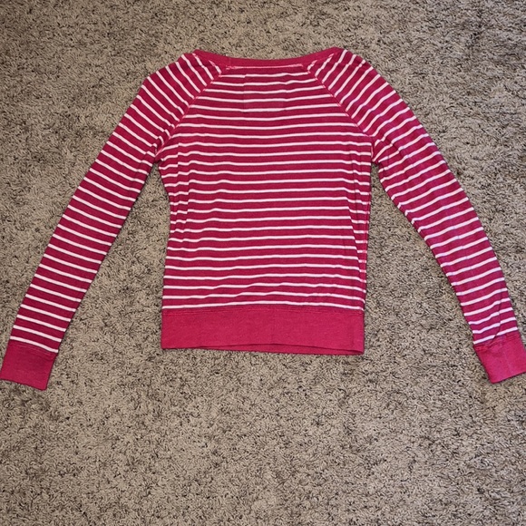 Abercrombie & Fitch Hot Pink & White Striped Longsleeve T-Shirt Size XS - Picture 3 of 3